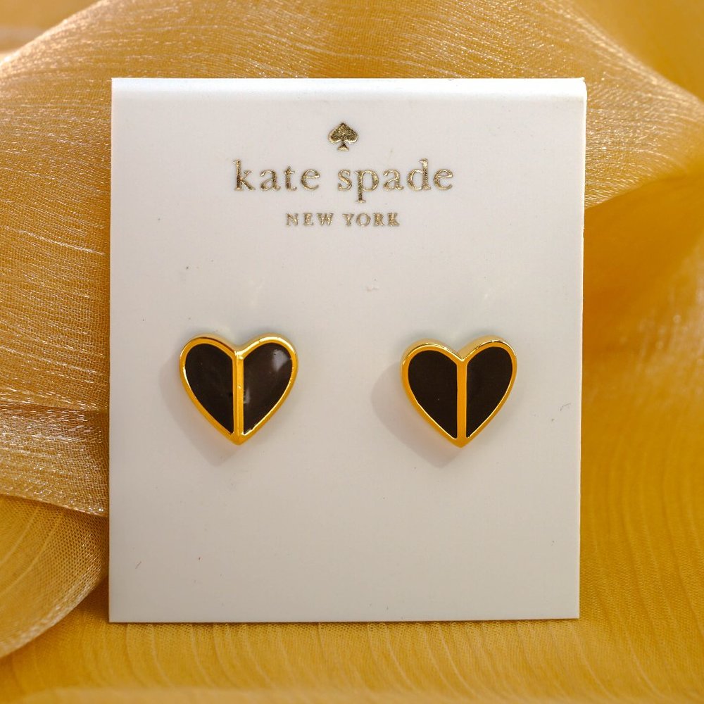 Kate Spade Heritage Heart Earrings in Black - Picture 2 of 4